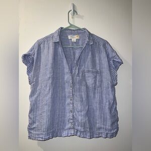C&C California Linen Shirt | Women’s Large | Blue and White